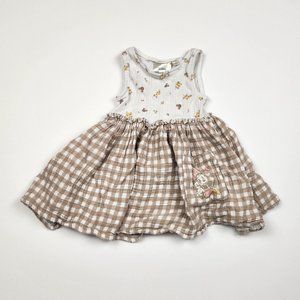 Disney Junior Minnie Mouse Pointelle Floral Plaid Sleeveless Dress sz 18m
